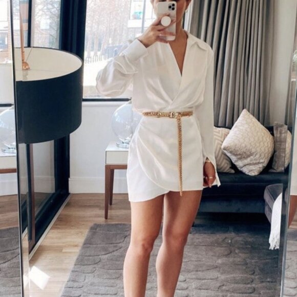 Zara Long Sleeve Satin Mini Dress - Picture 3 of 5